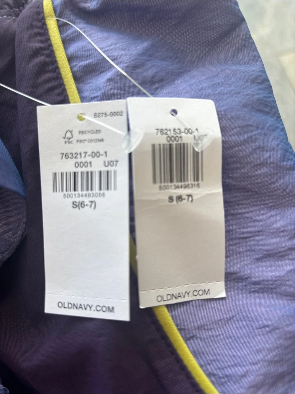 Old Navy Lavender & Deep Purple 2pc Shorts/Jkt Active Set with Yellow Trim